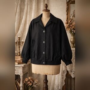 Vintage Perruzza Pure Virgin Wool Jacket | 80s 90s Black Minimal Coat